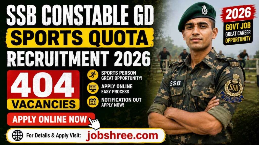 SSB Constable GD Sports Quota Recruitment 2026 Apply Online for 404 Vacancies