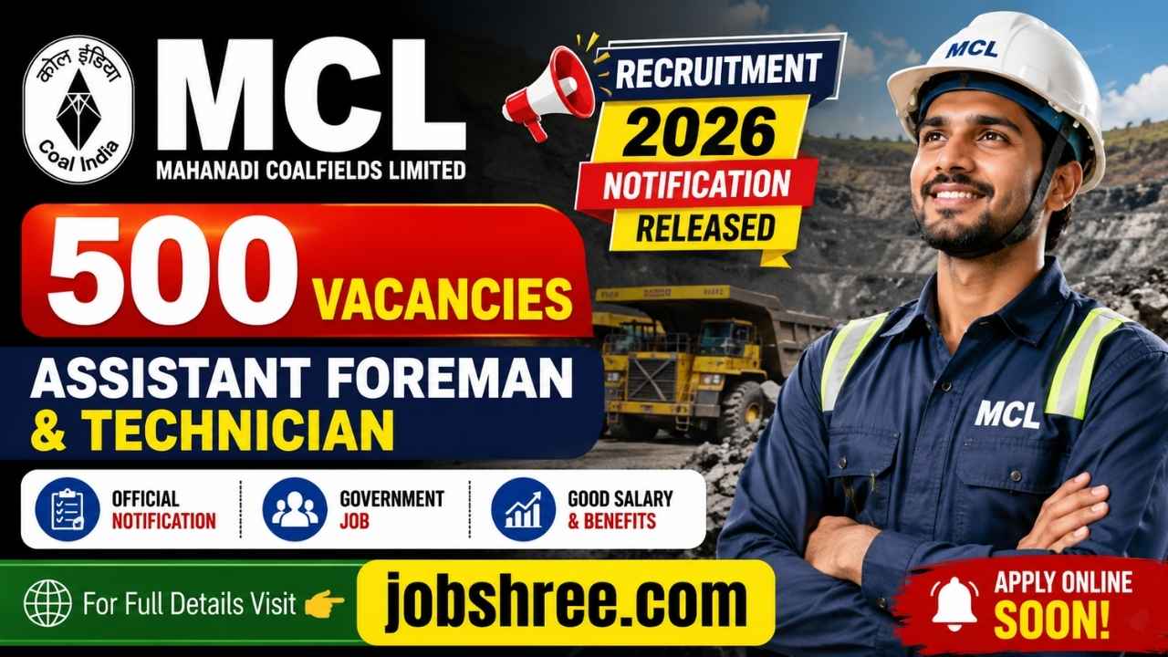 MCL Recruitment 2026 Notification Released for 500 Assistant Foreman and Technician Vacancies