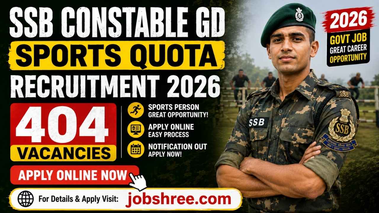 SSB Constable GD Sports Quota Recruitment 2026 Apply Online for 404 Vacancies