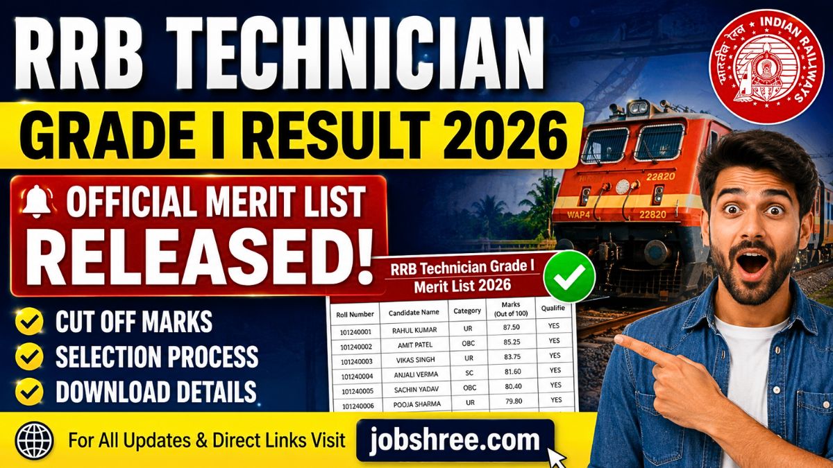 RRB Technician Grade I Result 2026: Official Merit List Released with Cut Off Marks, Selection Process and Download Details