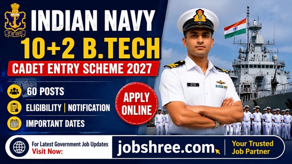 Indian Navy 10+2 B.Tech Cadet Entry Scheme 2027: Apply Online for 60 Posts with Eligibility Notification and Important Dates
