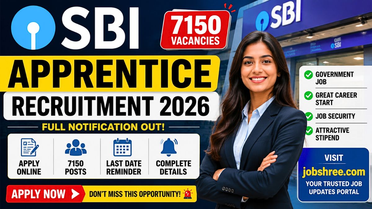 SBI Apprentice Recruitment 2026: Apply Online for 7150 Posts with Full Notification Details and Last Date Reminder