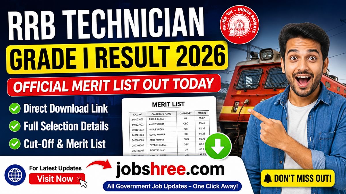 RRB Technician Grade I Result 2026: Official Merit List Out Today with Direct Download Link and Full Selection Details