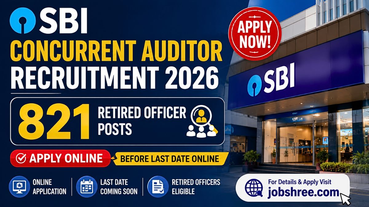 SBI Concurrent Auditor Recruitment 2026: Apply Online for 821 Retired Officer Posts Before Last Date Online