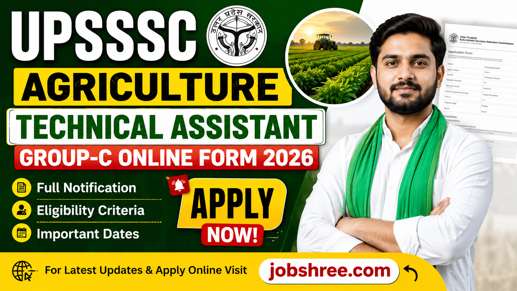UPSSSC Agriculture Technical Assistant Group-C Online Form 2026: Apply Now with Full Notification, Eligibility and Important Dates