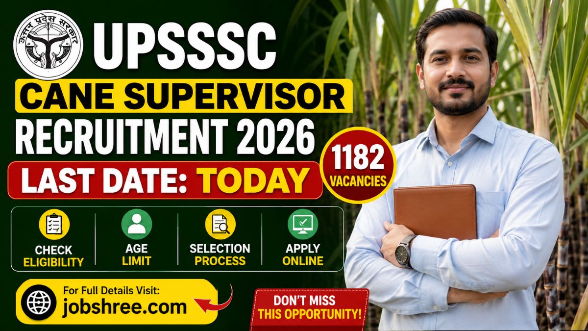 UPSSSC Cane Supervisor Recruitment 2026: Last Date Today for 1182 Vacancies, Check Eligibility, Age Limit, Selection Process and Apply Online