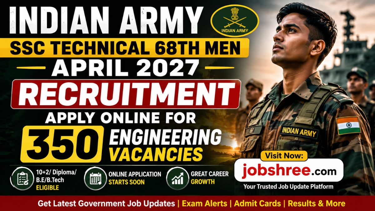 Indian Army SSC Technical 68th Men April 2027 Recruitment: Apply Online for 350 Engineering Vacancies
